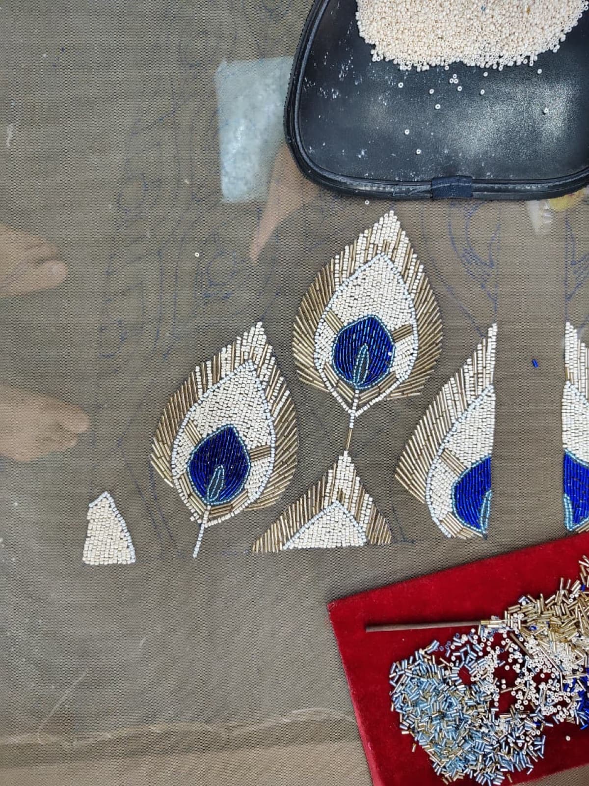 Hand-beading in the atelier
